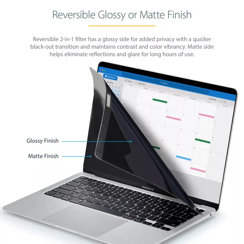 StarTech.com klēpjdatora privātuma ekrāns 13 collu MacBook Pro un MacBook Air — magnētisks, noņemams drošības filtrs — zilās gaismas samazinošs ekrāna aizsargs 16:10 — matēts/spīdīgs — +/-30 grādu