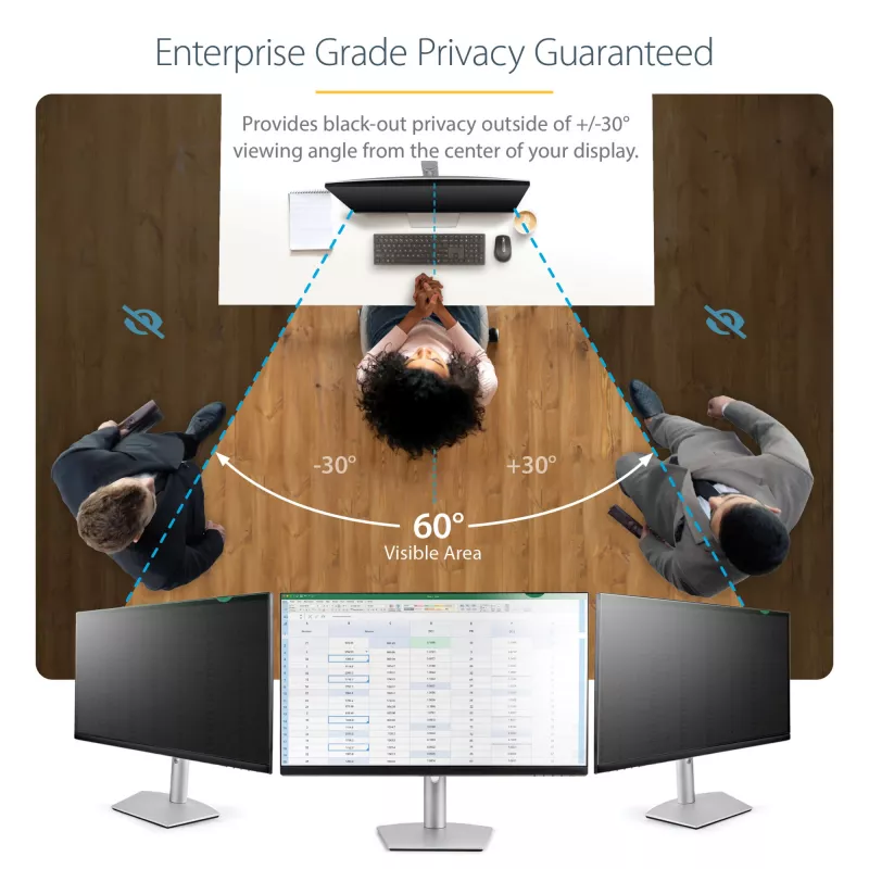 StarTech.com Monitora privātuma ekrāns 27 collu datora displejam - Datora ekrāna drošības filtrs - Zilās gaismas samazinoša ekrāna aizsargplēve - 16:9 platekrāns - Matēts/Spīdīgs - +/-30 grādi
