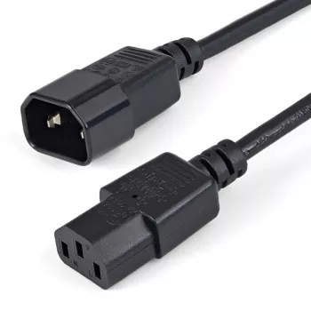 StarTech.com 1 m (3 pēdu) strāvas pagarinātājkabelis, C14 uz C13, 10 A 125 V, 18 AWG, datora strāvas kabeļa pagarinātājs, IEC-320-C14 uz IEC-320-C13 maiņstrāvas strāvas kabeļa pagarinātājs strāvas padevei, UL sarakstā iekļauts