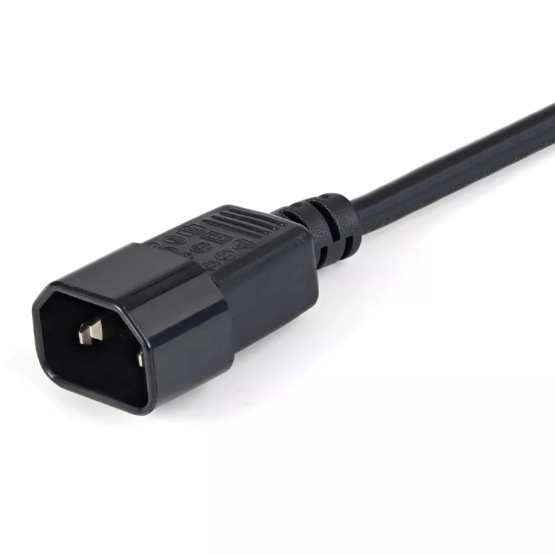 StarTech.com 1 m (3 pēdu) strāvas pagarinātājkabelis, C14 uz C13, 10 A 125 V, 18 AWG, datora strāvas kabeļa pagarinātājs, IEC-320-C14 uz IEC-320-C13 maiņstrāvas strāvas kabeļa pagarinātājs strāvas padevei, UL sarakstā iekļauts