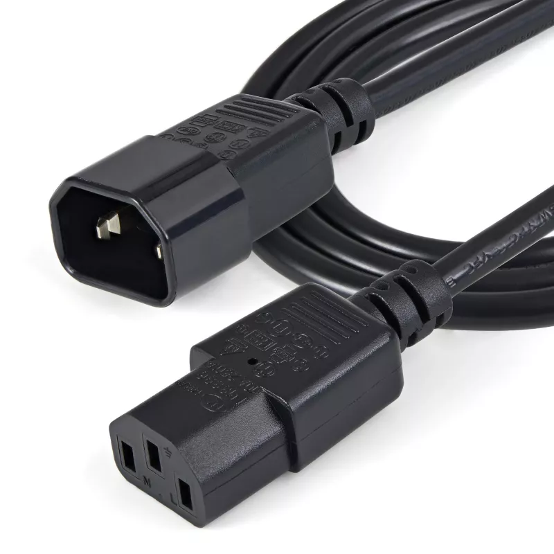 StarTech.com 1 m (3 pēdu) strāvas pagarinātājkabelis, C14 uz C13, 10 A 125 V, 18 AWG, datora strāvas kabeļa pagarinātājs, IEC-320-C14 uz IEC-320-C13 maiņstrāvas strāvas kabeļa pagarinātājs strāvas padevei, UL sarakstā iekļauts