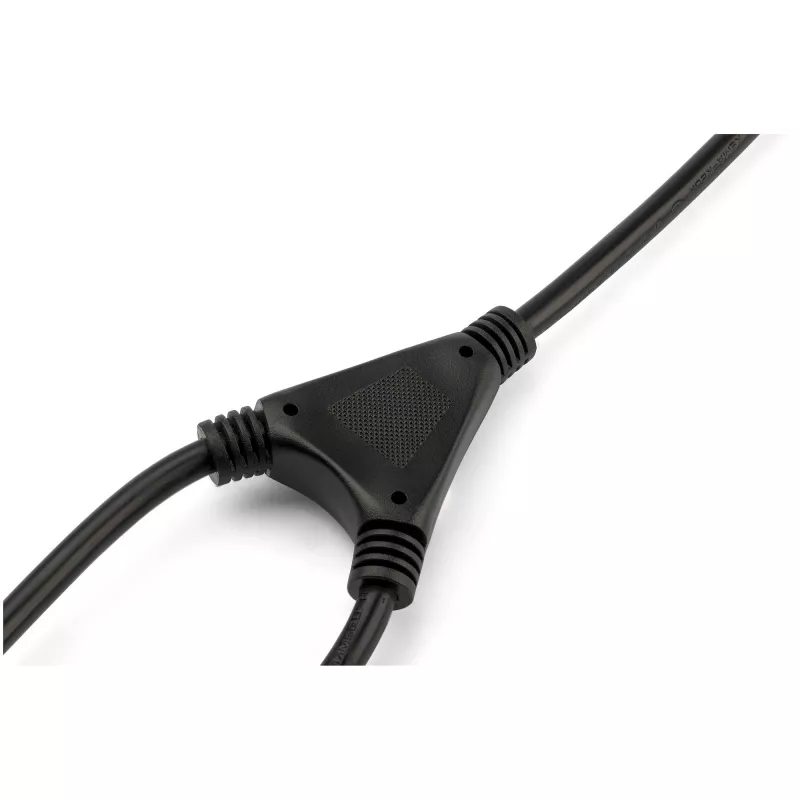 StarTech.com 2 m (6 pēdas) datora strāvas Y vads, 18AWG, EU Schuko līdz 2x C13, 10A 250V, melns rezerves maiņstrāvas vads, printera strāvas vads, datora barošanas avota kabelis, monitora strāvas kabelis — UL sarakstā