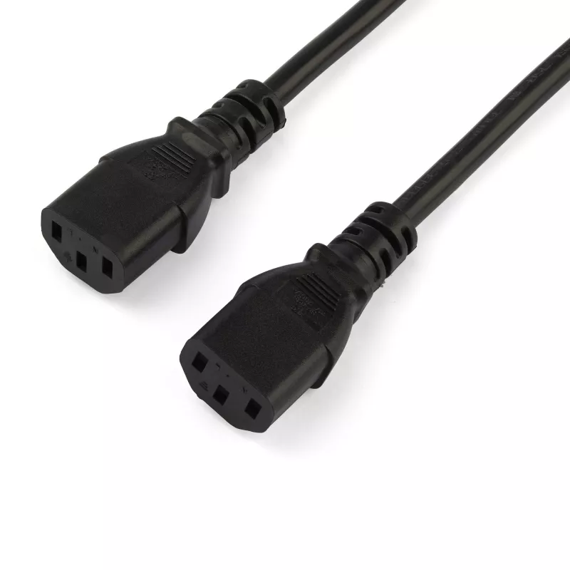 StarTech.com 2 m (6 pēdas) datora strāvas Y vads, 18AWG, EU Schuko līdz 2x C13, 10A 250V, melns rezerves maiņstrāvas vads, printera strāvas vads, datora barošanas avota kabelis, monitora strāvas kabelis — UL sarakstā
