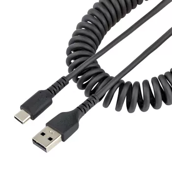 StarTech.com 1 m USB A uz C uzlādes kabelis, spirālveida, lieljaudas ātrā uzlāde un sinhronizācija, augstas kvalitātes USB 2.0 A uz USB Type-C kabelis, izturīgs aramīda šķiedra, noturīgs vīriešu uz vīriešu USB kabelis