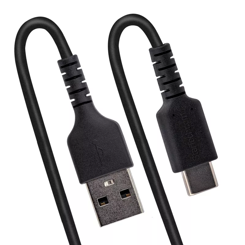 StarTech.com 1 m USB A uz C uzlādes kabelis, spirālveida, lieljaudas ātrā uzlāde un sinhronizācija, augstas kvalitātes USB 2.0 A uz USB Type-C kabelis, izturīgs aramīda šķiedra, noturīgs vīriešu uz vīriešu USB kabelis