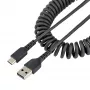 StarTech.com 50 cm USB A–C lādēšanas kabelis, spirālveida, izturīgs, ātra uzlāde un sinhronizācija, augstas kvalitātes USB 2.0 A–USB Type-C kabelis, izturīga aramīda šķiedra, ilgstoši lietojams vīrišķais–vīrišķais USB kabelis