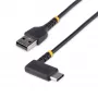 StarTech.com 1 m USB A–C uzlādes kabelis ar taisnu leņķi – izturīgs ātrās uzlādes USB-C kabelis – melns USB 2.0 A–Type-C – pastiprināts ar aramīda šķiedru – 3 A – USB uzlādes vads