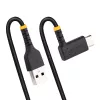 StarTech.com 30 cm USB A uz C lādēšanas kabelis ar taisnleņķa savienotāju – izturīgs ātrās uzlādes USB-C kabelis – melns USB 2.0 A uz Type-C – pastiprināts ar aramīda šķiedru – 3A – USB lādēšanas vads