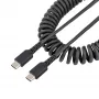 StarTech.com 3 pēdu (1 m) USB C uzlādes kabelis, saritināts lielas slodzes ātrās uzlādes un sinhronizācijas USB-C kabelis, USB 2.0 Type-C kabelis, izturīgs aramīda šķiedras, izturīgs vīrišķais-vīrišķais USB kabelis, melns