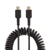 StarTech.com 3 pēdu (1 m) USB C uzlādes kabelis, saritināts lielas slodzes ātrās uzlādes un sinhronizācijas USB-C kabelis, USB 2.0 Type-C kabelis, izturīgs aramīda šķiedras, izturīgs vīrišķais-vīrišķais USB kabelis, melns