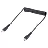 StarTech.com 20in (50cm) USB C uzlādes kabelis, spirālveida lieljaudas ātrā uzlāde un sinhronizācija USB-C kabelis, USB 2.0 Type-C kabelis, izturīga aramīda šķiedra, izturīgs vīrieša-vīrieša USB kabelis, melns