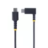 StarTech.com 15cm USB C uzlādes kabelis ar taisnu leņķi - 60W PD 3A - lieljaudas ātrās uzlādes USB-C kabelis - melns USB 2.0 Type-C - izturīgs aramīda šķiedras - īss USB uzlādes vads