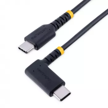 StarTech.com 6 pēdas (2 m) USB-C uzlādes kabelis ar taisnleņķa savienotāju - 60 W PD 3A - Izturīgs ātrās uzlādes USB-C kabelis - Melns USB 2.0 C tipa - Pastiprināts ar aramīda šķiedru - USB uzlādes vads