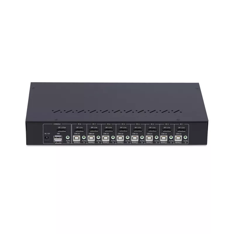 StarTech.com 8-portu DisplayPort KVM slēdzis ar 1U statīva montāžas komplektu, 4K 60Hz DP 1.2, pārslēgšana ar spiedpogām un karstajiem taustiņiem, 4-portu USB centrmezgls, neatkarīgs no operētājsistēmas, atbilst TAA
