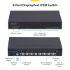 StarTech.com 8-portu DisplayPort KVM slēdzis ar 1U statīva montāžas komplektu, 4K 60Hz DP 1.2, pārslēgšana ar spiedpogām un karstajiem taustiņiem, 4-portu USB centrmezgls, neatkarīgs no operētājsistēmas, atbilst TAA