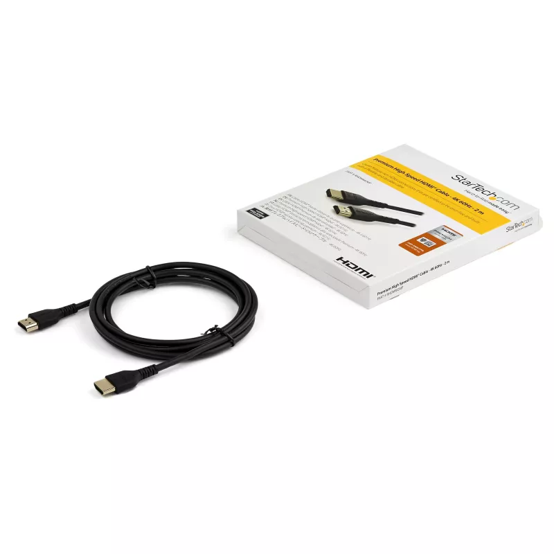 StarTech.com 6ft (2m) Slim HDMI 2.0 kabelis, elastīgs premium sertificēts HDMI vads ar Ethernet, UHD 4K 60Hz HDR10, izturīgs aramīda šķiedras dizains ar TPE apvalku