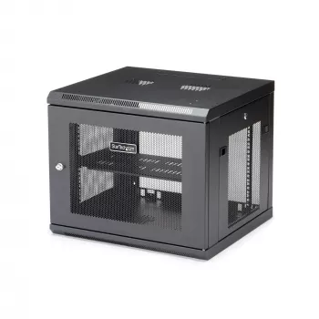 StarTech.com 4-stabu 9U sienas montāžas tīkla skapis ar 1U plauktu, 19 collu sienas montāžas serveru statīvs datu/AV/elektronikas/datoru aprīkojumam, mazs ventilējams statīva korpuss
