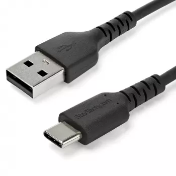 StarTech.com 1 m USB A uz USB C uzlādes kabelis - izturīgs, ātra uzlāde un sinhronizācija, USB 2.0 uz USB Type C datu vads - pastiprināts TPE apvalks, aramīda šķiedra, vīr./vīr., 3A, melns - Samsung S10, iPad Pro, Pixel