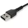 StarTech.com 2m USB-A uz USB-C uzlādes kabelis - Izturīgs ātrās uzlādes un sinhronizācijas USB 2.0 uz USB Type-C datu vads - Pastiprināts TPE apvalks ar aramīda šķiedru M/M 3A Melns - Samsung S10, iPad Pro, Pixel