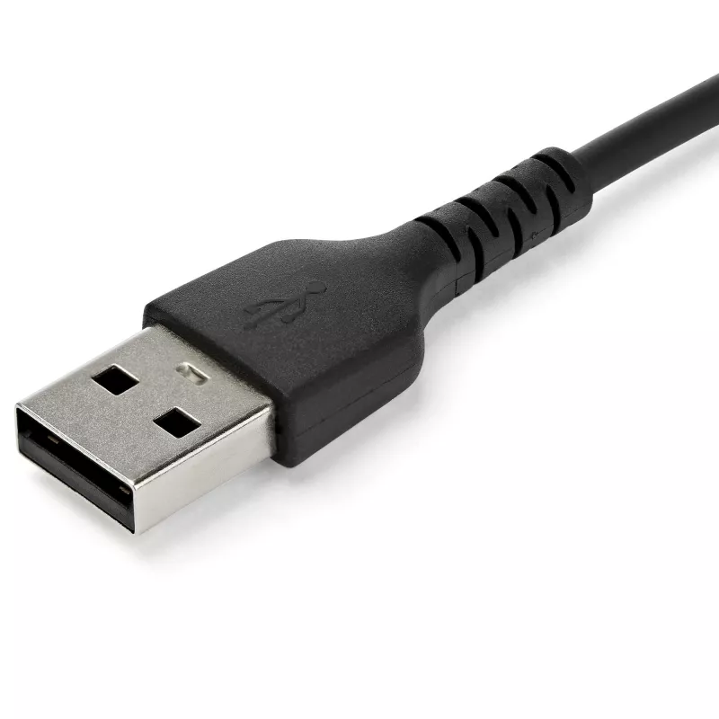 StarTech.com 2m USB-A uz USB-C uzlādes kabelis - Izturīgs ātrās uzlādes un sinhronizācijas USB 2.0 uz USB Type-C datu vads - Pastiprināts TPE apvalks ar aramīda šķiedru M/M 3A Melns - Samsung S10, iPad Pro, Pixel