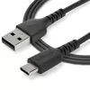 StarTech.com 2m USB-A uz USB-C uzlādes kabelis - Izturīgs ātrās uzlādes un sinhronizācijas USB 2.0 uz USB Type-C datu vads - Pastiprināts TPE apvalks ar aramīda šķiedru M/M 3A Melns - Samsung S10, iPad Pro, Pixel