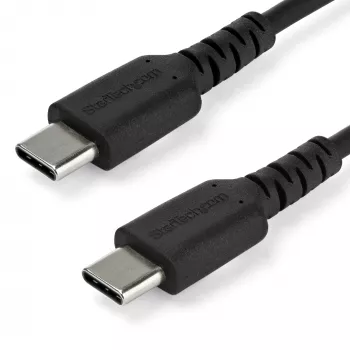 StarTech.com 1m USB C uzlādes kabelis - izturīgs ātrās uzlādes un sinhronizācijas USB 2.0 Type C uz USB C klēpjdatora lādētāja vads - TPE apvalks aramīda šķiedra M/M 60W melns - Samsung S10 S20 iPad Pro MS Surface