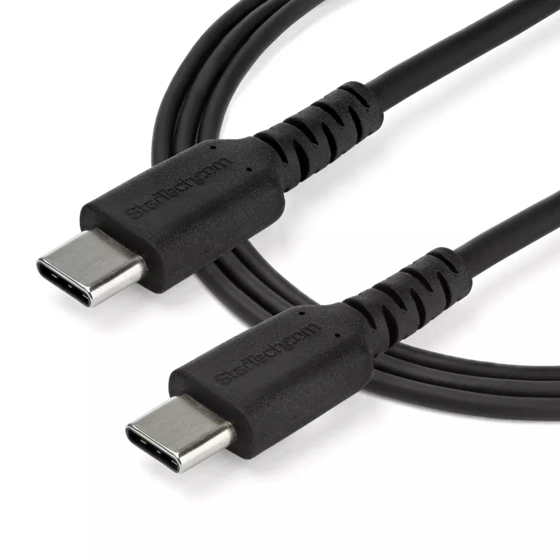StarTech.com 1m USB C uzlādes kabelis - izturīgs ātrās uzlādes un sinhronizācijas USB 2.0 Type C uz USB C klēpjdatora lādētāja vads - TPE apvalks aramīda šķiedra M/M 60W melns - Samsung S10 S20 iPad Pro MS Surface