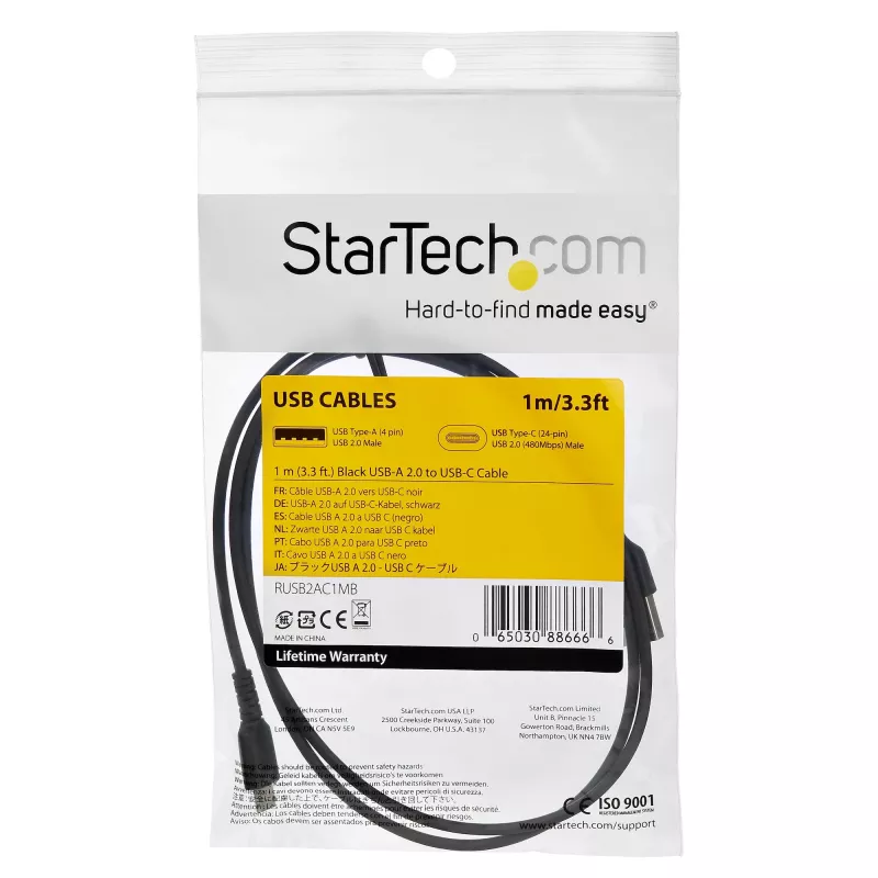 StarTech.com 1m USB C uzlādes kabelis - izturīgs ātrās uzlādes un sinhronizācijas USB 2.0 Type C uz USB C klēpjdatora lādētāja vads - TPE apvalks aramīda šķiedra M/M 60W melns - Samsung S10 S20 iPad Pro MS Surface