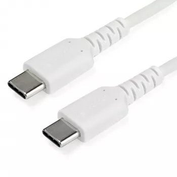 StarTech.com 2m USB C uzlādes kabelis - izturīgs ātrās uzlādes un sinhronizācijas USB 2.0 C tipa uz C tipa klēpjdatora lādētāja vads - TPE apvalks, aramīda šķiedra, vīr./vīr., 60 W, balts - Samsung S10 S20 iPad Pro MS Surface