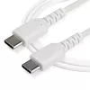 StarTech.com 2m USB C uzlādes kabelis - izturīgs ātrās uzlādes un sinhronizācijas USB 2.0 C tipa uz C tipa klēpjdatora lādētāja vads - TPE apvalks, aramīda šķiedra, vīr./vīr., 60 W, balts - Samsung S10 S20 iPad Pro MS Surface
