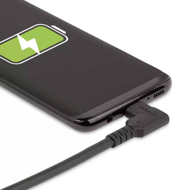 StarTech.com 2m USB-C kabelis, leņķveida, USB 5Gbps, 100W (5A) strāvas padeve, 4K 60Hz DP Alt režīms, izturīgs USB C vads - Thunderbolt saderīgs