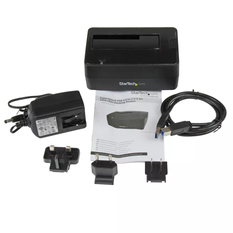StarTech.com viena nodalījuma USB 3.0 uz SATA cietā diska dokstacija, USB 3.0 (5 Gbps) cietā diska doks, ārēja 2,5/3,5 collu SATA I/II/III HDD/SSD dokstacija, augšējās ielādes cietā diska nodalījums