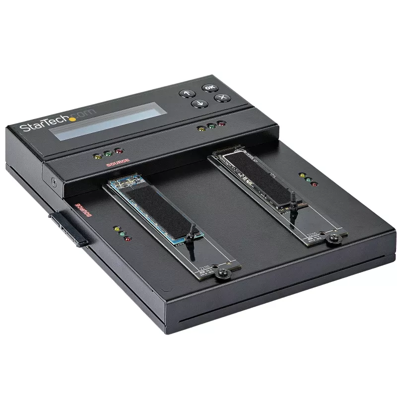 StarTech.com Standalone M.2 SATA & M.2 NVMe Duplicator and Eraser - HDD/SSD Cloner/Wiper for M.2 PCIe AHCI/NVMe, M.2 SATA, 2.5/3.5 inch SATA Drives - External Hard Drive Eraser/Duplicator, TAA