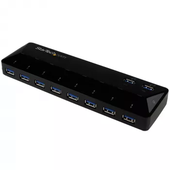 StarTech.com 10 portu USB 3.0 centrmezgls ar uzlādes un sinhronizācijas portiem - 2 x 1.5A porti~10-portu USB 3.0 centrmezgls ar uzlādes un sinhronizācijas portiem - 5Gbps - 2 x 1.5A porti