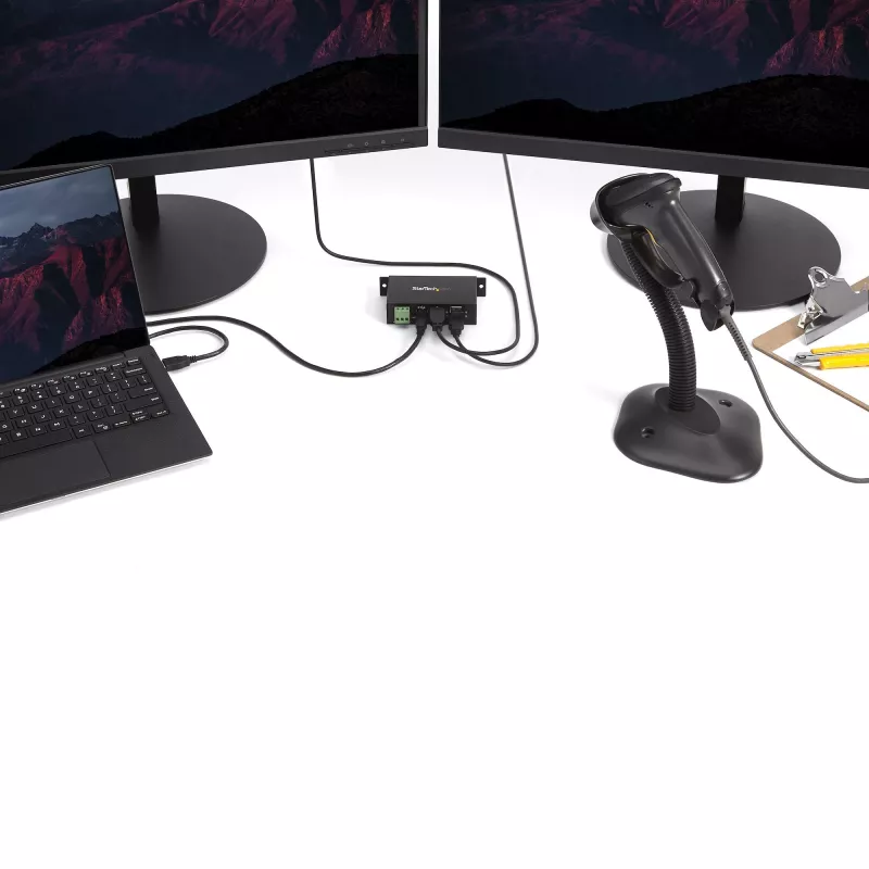 StarTech.com 4 portu USB 2.0 centrālmezgls - metāla industriālais USB-A centrālmezgls - DIN sliežu, sienas vai galda montējams USB datu centrālmezgls - TAA atbilstošs USB paplašinātāja centrālmezgls