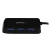 StarTech.com Portable 4 Port SuperSpeed Mini USB 3.0 Hub - Melns~Pārnēsājams 4 portu SuperSpeed Mini USB 3.0 centrmezgls - 5Gbps - Melns