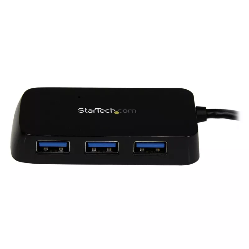 StarTech.com Portable 4 Port SuperSpeed Mini USB 3.0 Hub - Melns~Pārnēsājams 4 portu SuperSpeed Mini USB 3.0 centrmezgls - 5Gbps - Melns