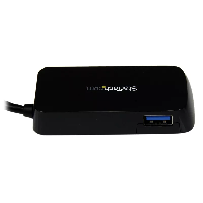 StarTech.com Portable 4 Port SuperSpeed Mini USB 3.0 Hub - Melns~Pārnēsājams 4 portu SuperSpeed Mini USB 3.0 centrmezgls - 5Gbps - Melns