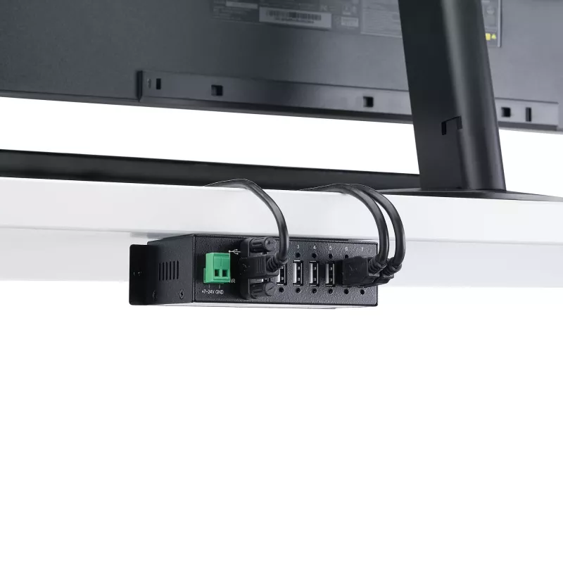 StarTech.com 7 portu USB 2.0 centrmezgls – metāla industriāls USB-A centrmezgls ar ESD aizsardzību un 350 W pārsprieguma aizsardzību – DIN sliedes, sienas vai galda montāžai – TAA atbilstošs USB paplašinātājs