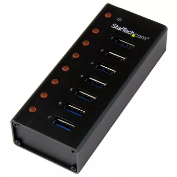 StarTech.com 7 portu USB 3.0 centrmezgls – galda vai sienas stiprinājuma metāla korpuss~7 portu USB 3.0 centrmezgls (5 Gbps) – galda vai sienas stiprinājuma metāla korpuss