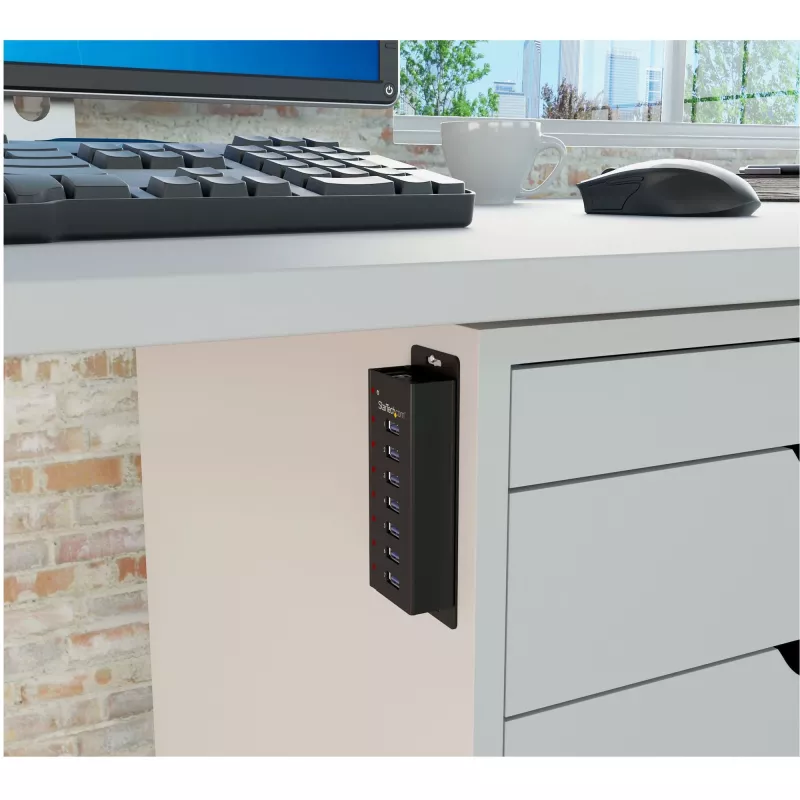 StarTech.com 7 portu USB 3.0 centrmezgls – galda vai sienas stiprinājuma metāla korpuss~7 portu USB 3.0 centrmezgls (5 Gbps) – galda vai sienas stiprinājuma metāla korpuss