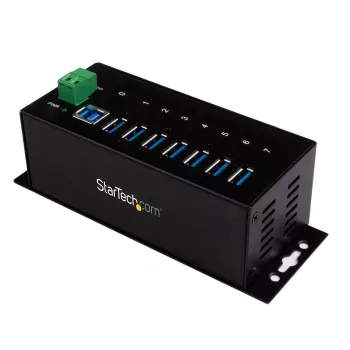 StarTech.com 7 portu rūpnieciskais USB 3.0 centrmezgls ar ESD aizsardzību~7 portu USB 3.0 centrmezgls (5 Gbps) - metāla rūpnieciskais USB-A centrmezgls ar ESD aizsardzību un 350 W pārsprieguma aizsardzību - DIN sliedes, sienas vai galda stiprinājums - TAA atbilstošs USB paplašinātājs