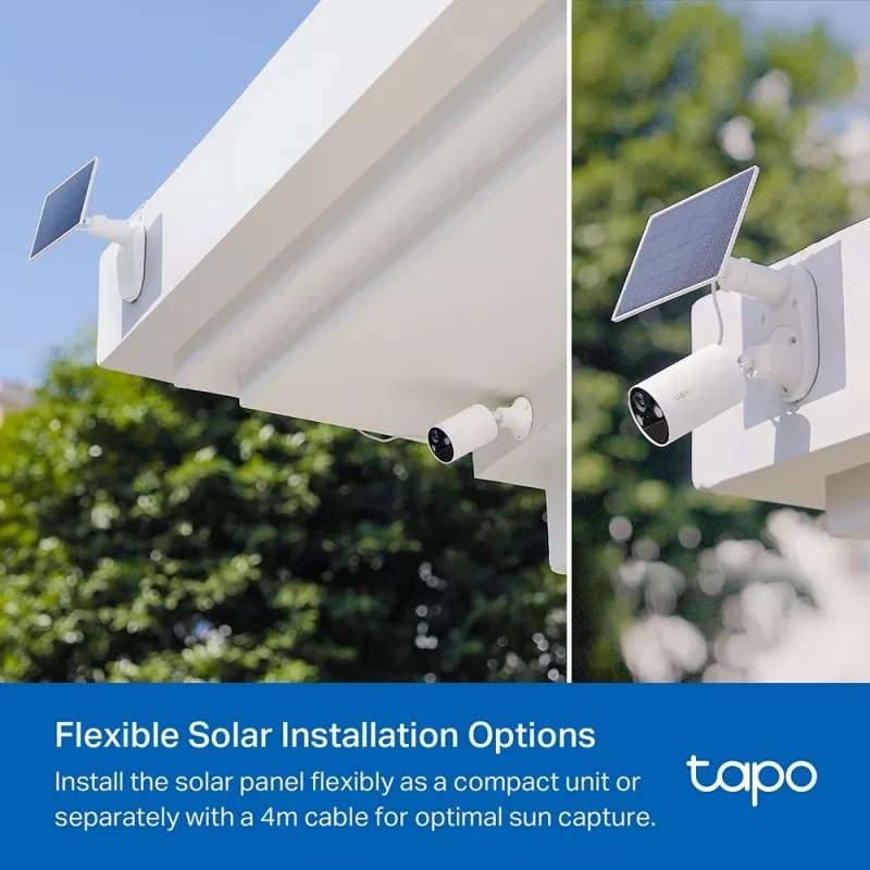 TP-Link Tapo saules panelis SPEC: 5.2V 2.5W FEATURE: Type-C uzlādes ports, Nepārtraukta jauda, Elastīga saules paneļa uzstādīšana, Darbojas ar akumulatora kameru, 4m uzlādes kabelis (kopā), Laikapstākļu izturīgs (IP65)