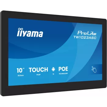 iiyama TW1023ASC-B3P Signālu displejs Kioska dizains 25.6 cm (10.1 collas) Wi-Fi 385 cd/m² WXGA Melns Skārienekrāns Iebūvēts procesors Android 24/7