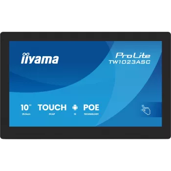 iiyama TW1023ASC-B3P Signālu displejs Kioska dizains 25.6 cm (10.1 collas) Wi-Fi 385 cd/m² WXGA Melns Skārienekrāns Iebūvēts procesors Android 24/7