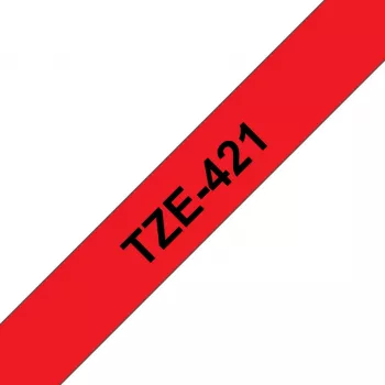 Brother TZE-421 etiķešu lente, melna uz sarkana