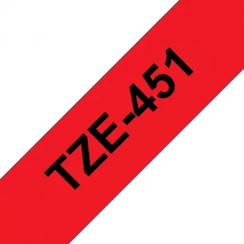Brother TZE-451 lente etiķešu izgatavošanai Melns uz sarkana TZ