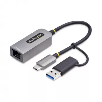 StarTech.com 2,5GbE USB-C uz Ethernet adapteris ar USB-A pārveidotāju, NBASE-T NIC, USB 3.0 Type-C 2,5/1G vairāku ātrumu tīkla, Thunderbolt saderīgs, Windows un Mac