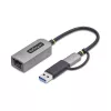 StarTech.com 2,5GbE USB-C uz Ethernet adapteris ar USB-A pārveidotāju, NBASE-T NIC, USB 3.0 Type-C 2,5/1G vairāku ātrumu tīkla, Thunderbolt saderīgs, Windows un Mac