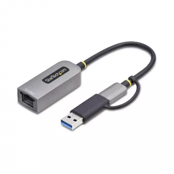 StarTech.com 2,5GbE USB-C uz Ethernet adapteris ar USB-A pārveidotāju, NBASE-T NIC, USB 3.0 Type-C 2,5/1G vairāku ātrumu tīkla, Thunderbolt saderīgs, Windows un Mac